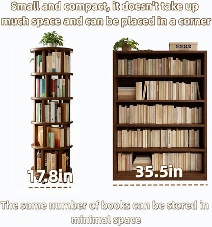 Solid Wood Rotating Round Bookshelf Towers - Image 3