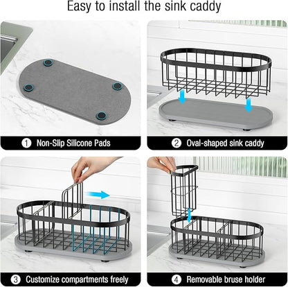 Kitchen Sink Organizer with Sponge Holder & Brush Holder - Image 4