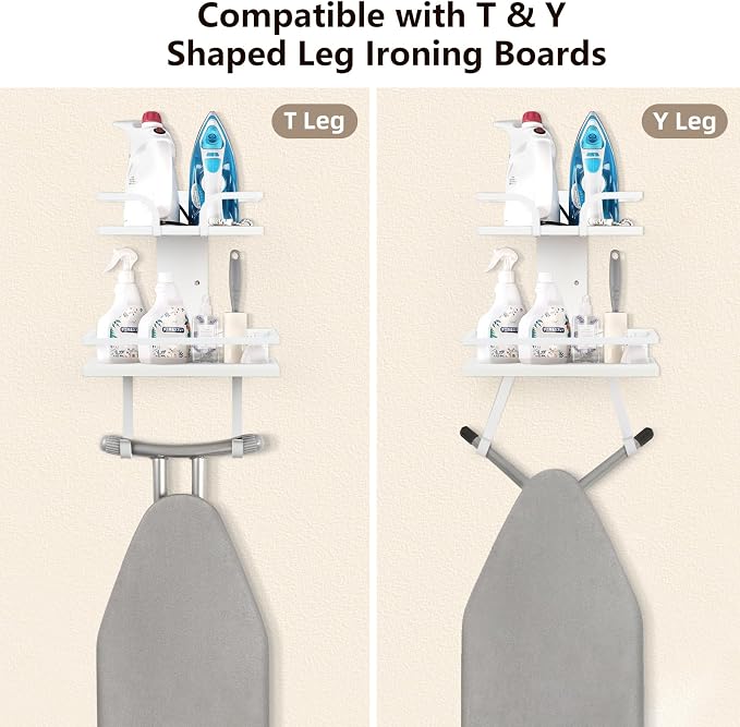 VINAEMO Ironing Board Hanger Wall Mount, 2-Layer Iron and Ironing Board Holder - Image 2