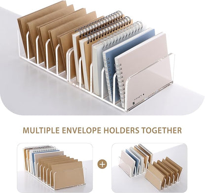 SANRUI Acrylic Desk File Organizer Holder, 5 Upright Clear Desktop Mails Sorter - Image 5