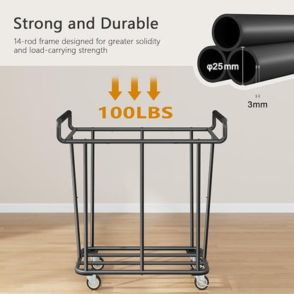 Large laundry hamper with Wheels, 360L 3 Bag Big Rolling Laundry Hamper Sorter - Image 3