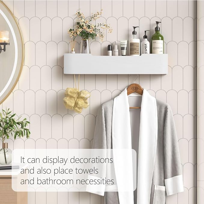 Coat Rack Wall Mount with Hidden Hooks Modern Key Holder Wood Entryway Hook - Image 6