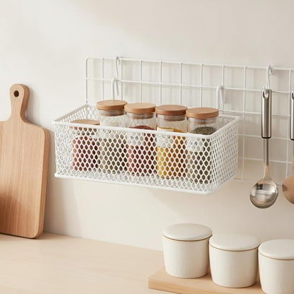 Wire Grid Hanging Basket, Iron Wall Mount Organizer - Image 3