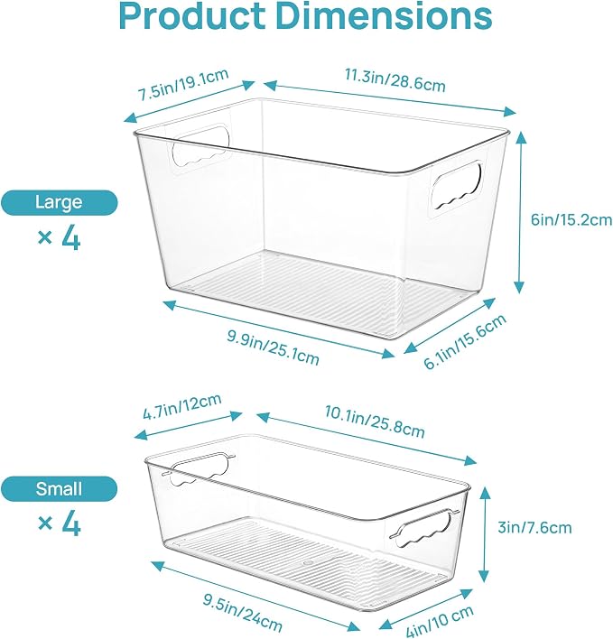 Vtopmart 8 Pack Clear Storage Bins Set - Image 2
