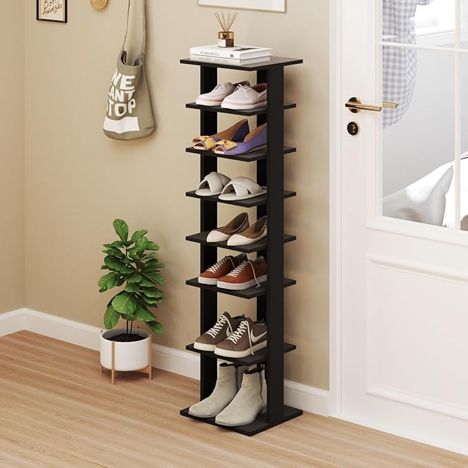 Tangkula 8-Tier Vertical Shoe Rack, Space-Saving Corner Shoe Organizer - Image 3