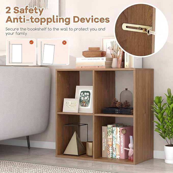 POWERSTONE 4 Cube Storage Organizer Set of 2, 2 Tier Cubby Bookshelf - Image 4