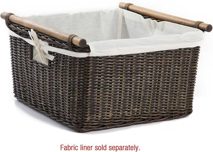 The Basket Lady Deep Pole Handle Wicker Storage Basket, 13.5 in L x 14 in W x 9 - Image 2