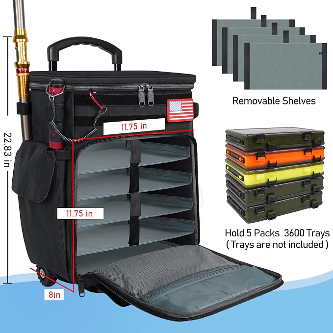 MATEIN Rolling Tackle Box with Cooler, Large Fishing Bag with Wheels - Image 3