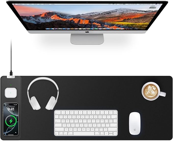 Magnetic Wireless Charging Mouse Pad, 27.5"x11.8" Gaming Desk Mat by abcmat