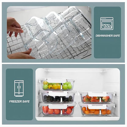 KOMUEE Glass Meal Prep Containers 3 Compartments, 5 Pack 36 oz, Glass Food - Image 2
