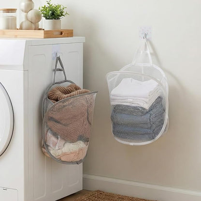 2 Pack Mesh Foldable Hanging Laundry Hamper, Small Wall Laundry Baskets - Image 6