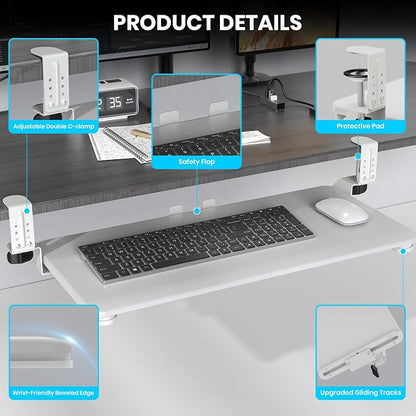 Keyboard Tray Under Desk, Pull Out Keyboard & Mouse Tray - Image 8