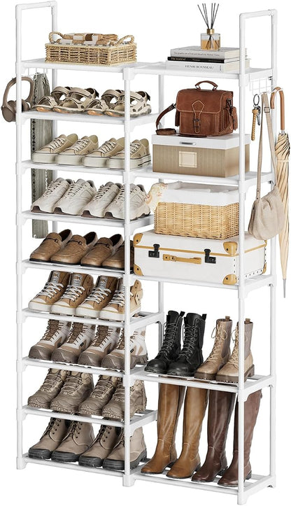 WOWLIVE 9 Tier 2-Column Shoe Rack, 30-35 Pairs Stackable White | Compact by WOWLIVE