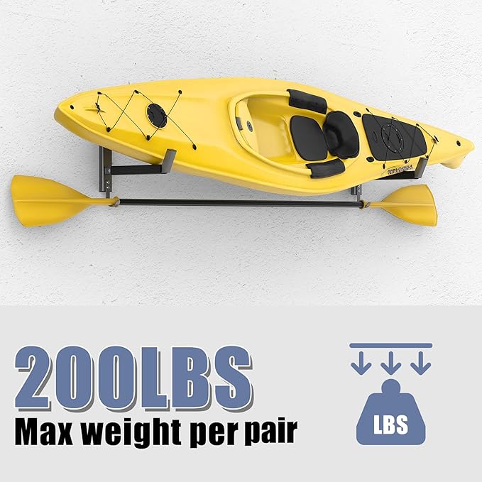 WALMANN Wall Mount Kayak Rack for Garage, Heavy-Duty Kayak Storage Hangers - Image 3