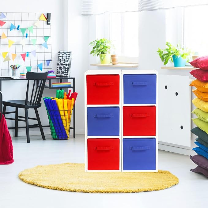 Simple Houseware Foldable Cube Storage Bins, 11-Inch Red - Image 4