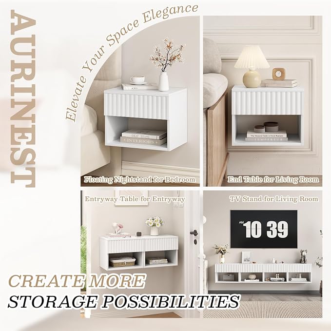 Floating Nightstand Set of 2, Modern Wall Mounted Bedside Tables - Image 7