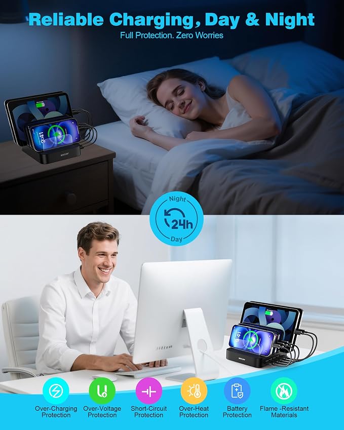 MSTJRY Charging Station for Multiple Devices : 5 Port Multi USB-A Charger - Image 4