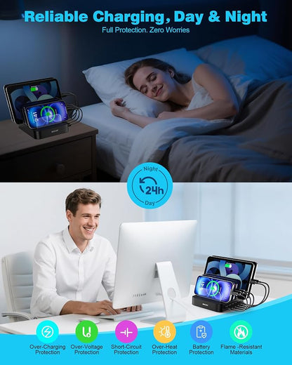 MSTJRY Charging Station for Multiple Devices : 5 Port Multi USB-A Charger - Image 4