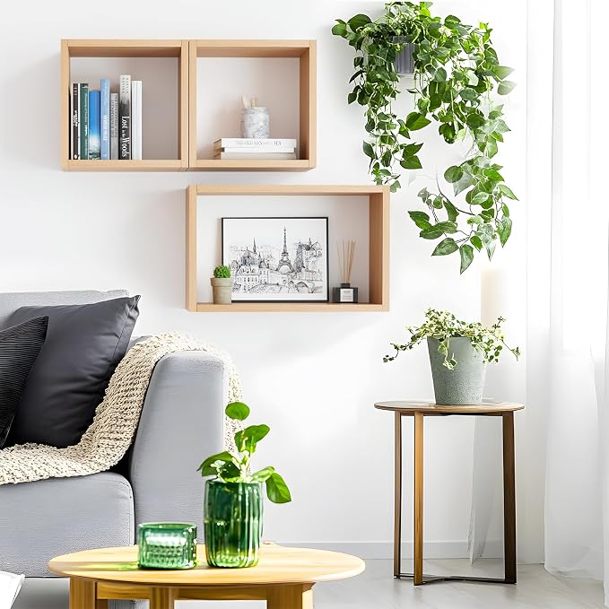 Wall Mount Shelf Set of 3, Floating Cube Shelves - Image 6