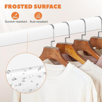 Closet Rod 30-63 Inches, Adjustable Heavy Duty Metal White Closet Rods - Image 6