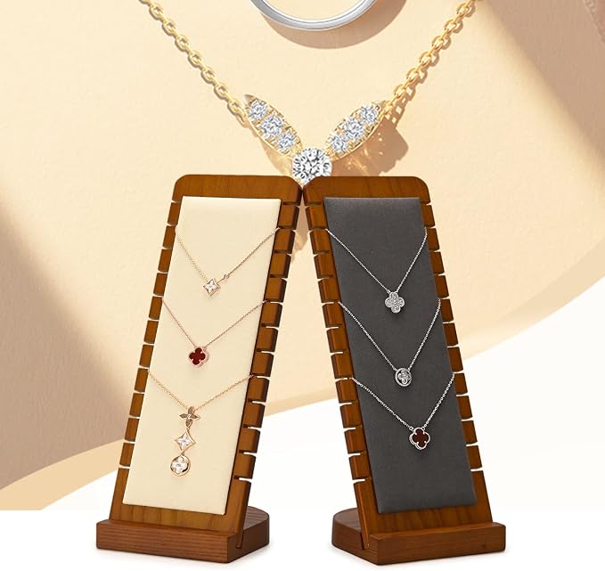 Oirlv Solid Wood Necklace Organizer Showcase Necklace Display Stand Jewelry - Image 2