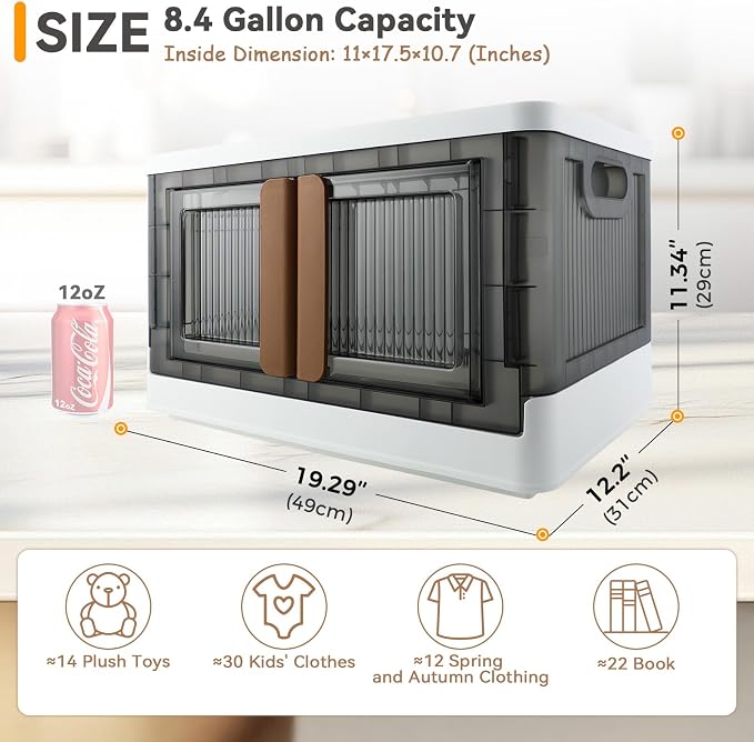 Storage Box, Cabinet with Lids, 8.4 Gallon Capacity, With Double Door and Lock - Image 2
