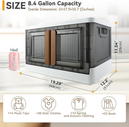 Storage Box, Cabinet with Lids, 8.4 Gallon Capacity, With Double Door and Lock - Image 2