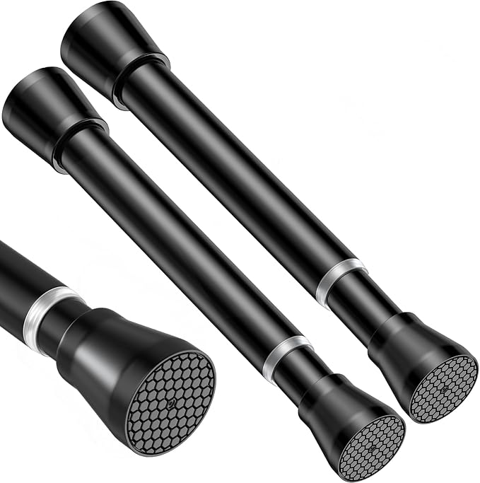 2 Pack Black Small Tension Curtain Rod 16-26 Inch, 7/8" inch Adjustable Short by MEXAUSPRINGCURTAINRODS