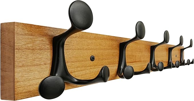 SKOLOO 24-Inch Light Brown Wood Coat Rack Wall Mount by SKOLOO