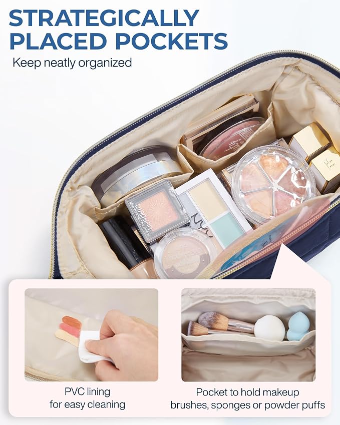 BAGSMART Makeup Bag Travel Toiletry Bag, Puffy Padded Make Up Bags - Image 3