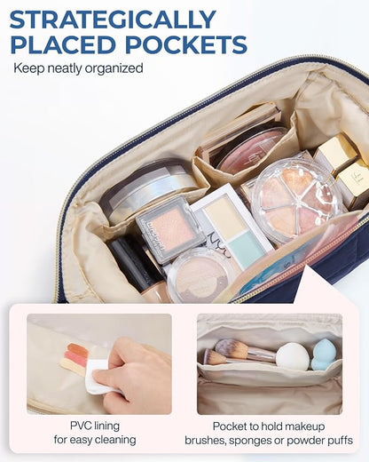 BAGSMART Makeup Bag Travel Toiletry Bag, Puffy Padded Make Up Bags - Image 3