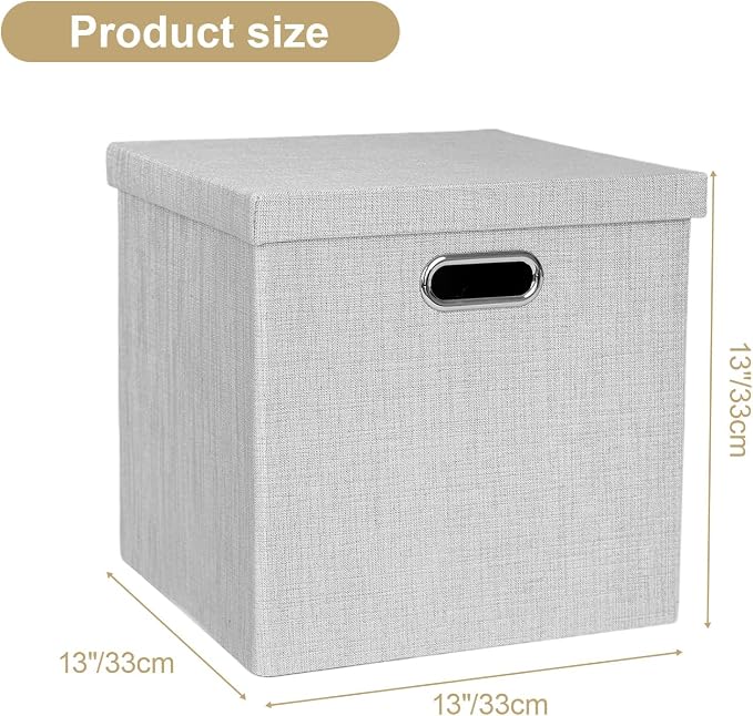 Posprica Storage Bins with Lids, 13×13×13 Foldable Storage Cube Baskets Boxes - Image 3