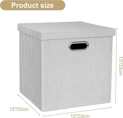 Posprica Storage Bins with Lids, 13×13×13 Foldable Storage Cube Baskets Boxes - Image 3