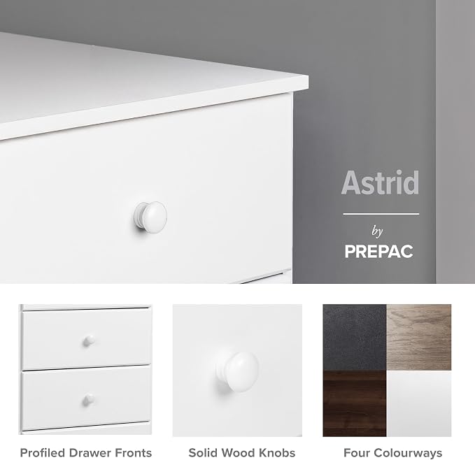 Prepac Astrid Tall White Dresser: 16.5"D x 19.75"W x 50"H, 6-Drawer Chest - Image 6