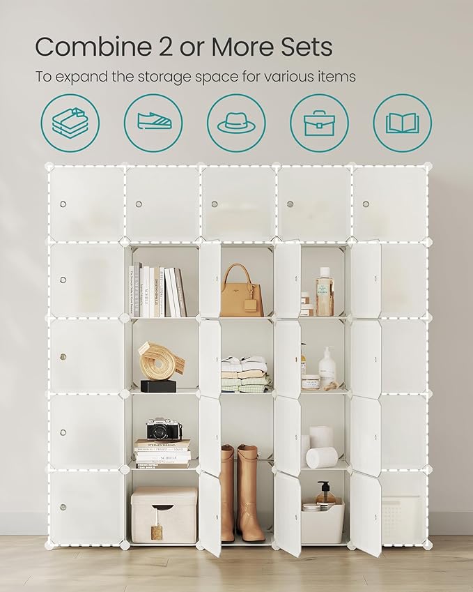 SONGMICS Cube Storage Organizer, Closet Storage Shelves, DIY Plastic Closet - Image 5