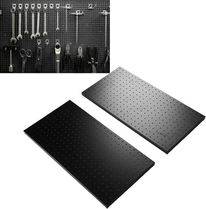 Fafeicy 2Pcs Black Pegboard Metal Wall Panel 24x12 Inches Heavy Duty Organizer - Image 2
