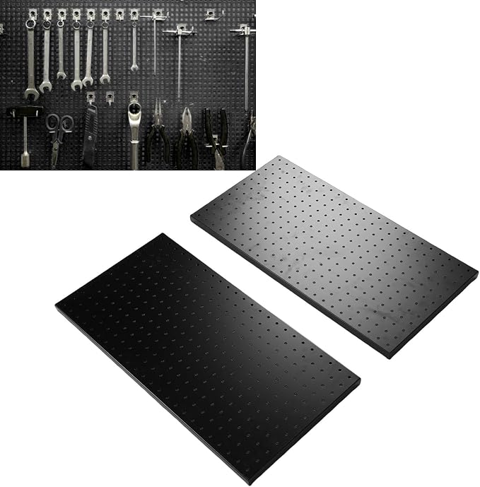 LiebeWH Metal Pegboard Wall Organizer 2 Panels 24x12 Inch Black Heavy Duty Peg - Image 3
