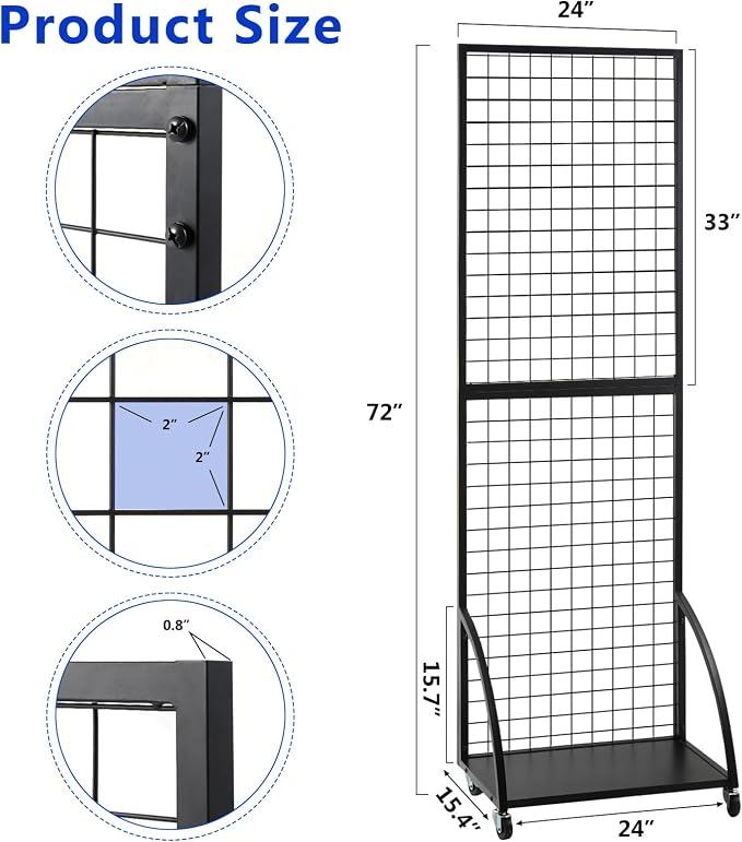 Grid Wall Panels, 2 Packs 2'x 6' Gridwall Display Stand - Image 3