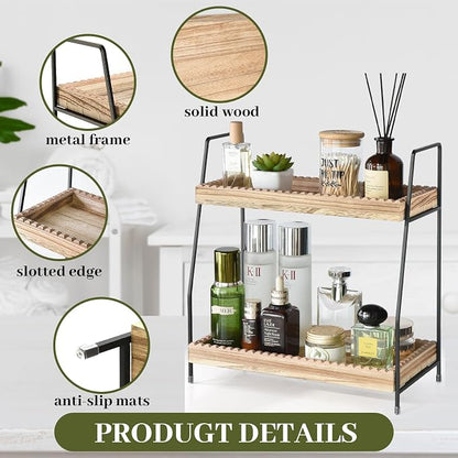 2 Tier Bathroom Countertop Organizer, Wood Bathroom Organizers and Storage - Image 6