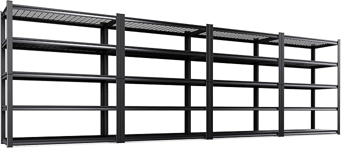 Set of 4 Heavy Duty Garage Shelving 5T Storage Shelves, Adjustable Metal by AOAORGG