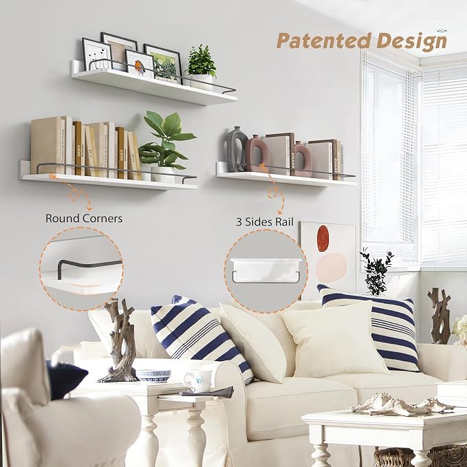 Forbena Floating Shelves for Wall 24 Inches Long, Modern White Wall Shelving - Image 5