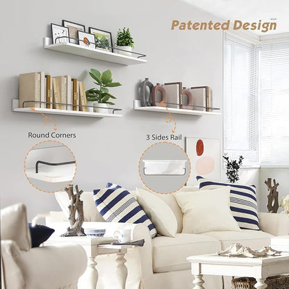 Forbena Floating Shelves for Wall 24 Inches Long, Modern White Wall Shelving - Image 5