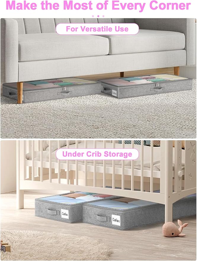 punemi 4 inches Under Bed Storage Containers, Low Profile Underbed Storage - Image 6