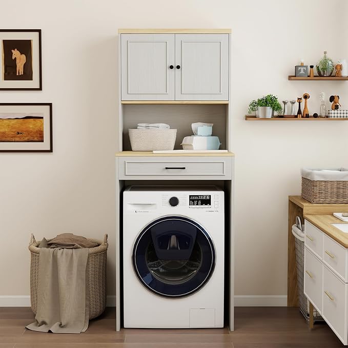 Washer Dryer Countertop with Shelf, Over The Washer or Dryer Storage Shelves by LOCSEAR