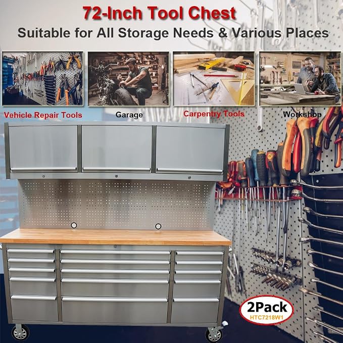 2 Pack - 72" Stainless Steel Rolling Tool Chest - Image 6