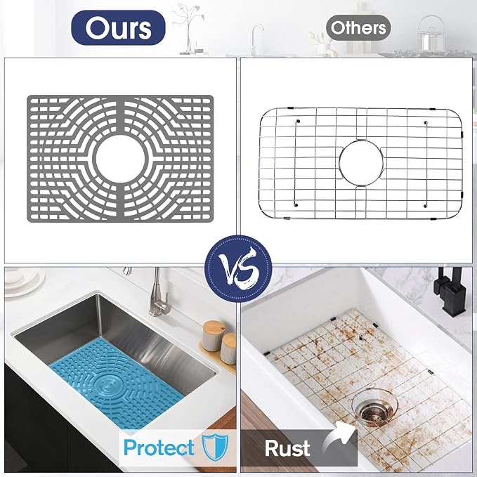 Silicone Sink Protector 19"x13" Center Drain Hole, Heat Resistant Non-slip - Image 4