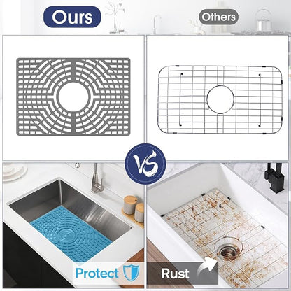 Silicone Sink Protector 19"x13" Center Drain Hole, Heat Resistant Non-slip - Image 4