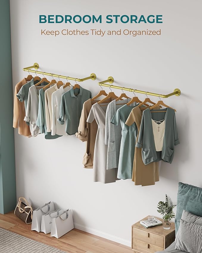 OROPY Industrial Pipe Clothes Rack Wall Mounted Set of 2, 38.4 inches Heavy - Image 6
