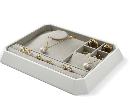 PU Leather Multifunctional Jewelry Display Tray Stackable Jewelry Organizer Tray - Image 5