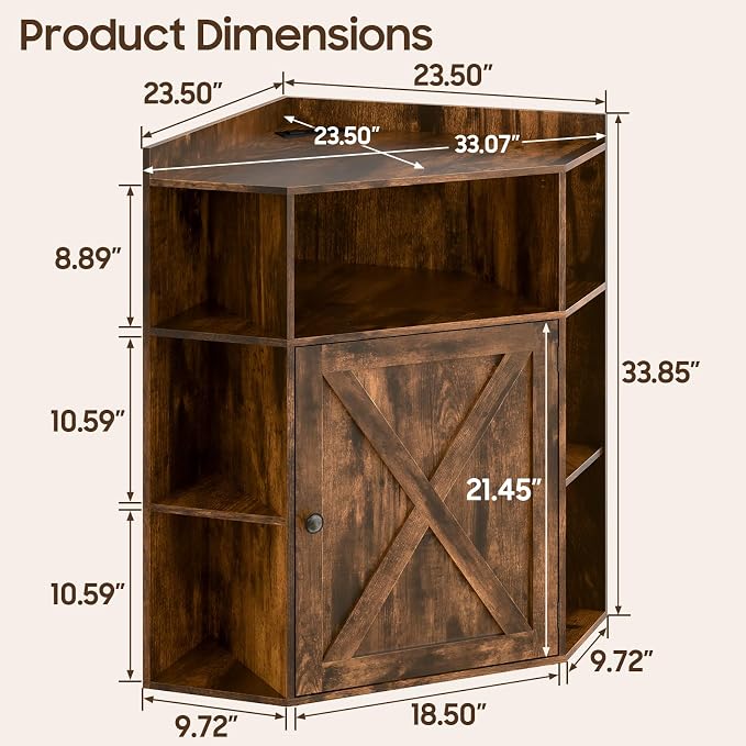 Corner Storage Cabinet, Farmhouse Corner Bookshelf - Image 3